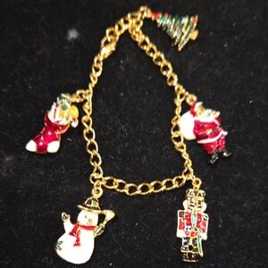 Holiday Gold Charm Bracelet with Festive Accents